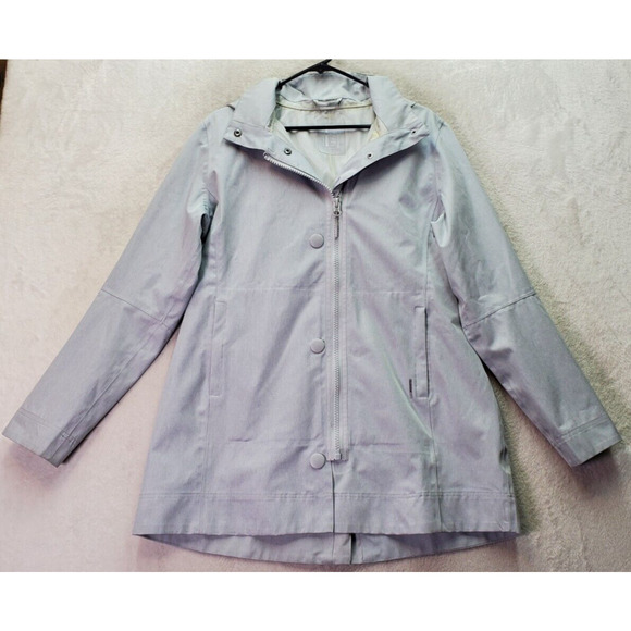 MONDETTA Rain Coat Women Large Gray Polyester Long Sleeve Lined Vent Full Zipper - Picture 1 of 9